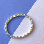 31mm Electroplated Silver Hammered Oval Ring - 4 Pack