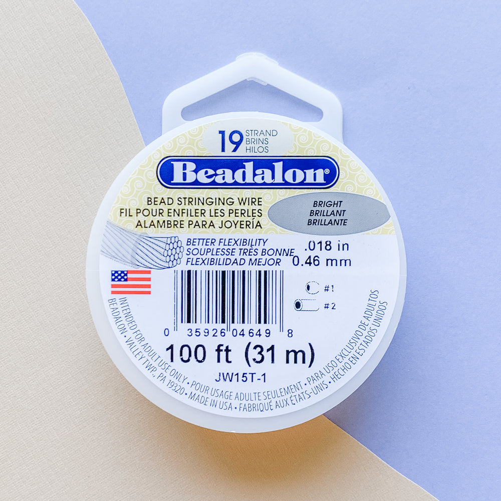 .018 Bright Beadalon Stringing Wire - 100 ft