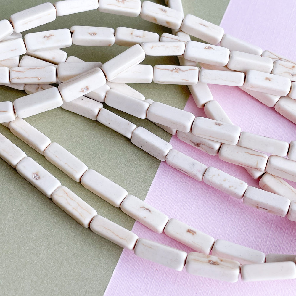 14mm Distressed Cream Rectangular Magnesite Strand