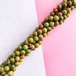 8mm Smooth Unakite Jasper Rounds Strand