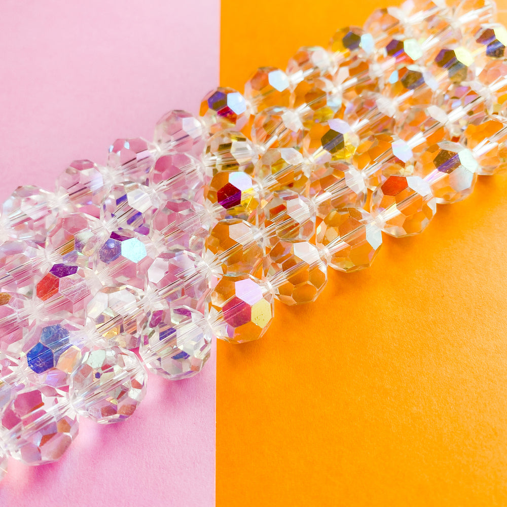 13mm Clear AB Faceted Chinese Crystal Round Disco Ball Strand