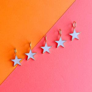 15mm White Enamel Gold Star Pendant