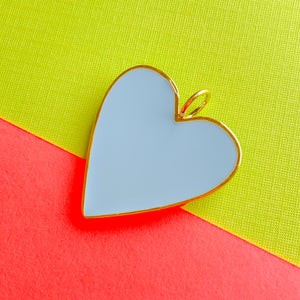 32mm Light Blue Enamel Gold Heart Pendant