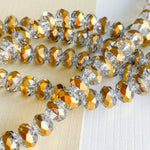 8mm Gold Banded Smoke Faceted Chinese Crystal Rondelle Strand