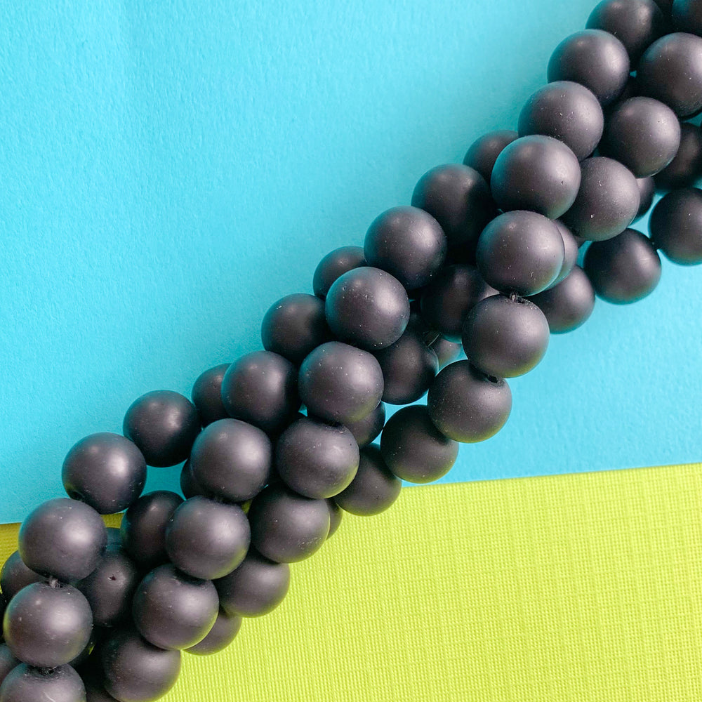 10mm Matte Black Onyx Round Strand