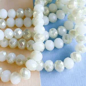 10mm Two-Tone Arctic White Faceted Chinese Crystal Rondelle Strand