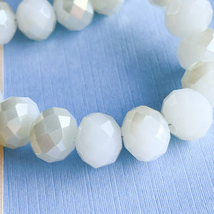 10mm Two-Tone Arctic White Faceted Chinese Crystal Rondelle Strand