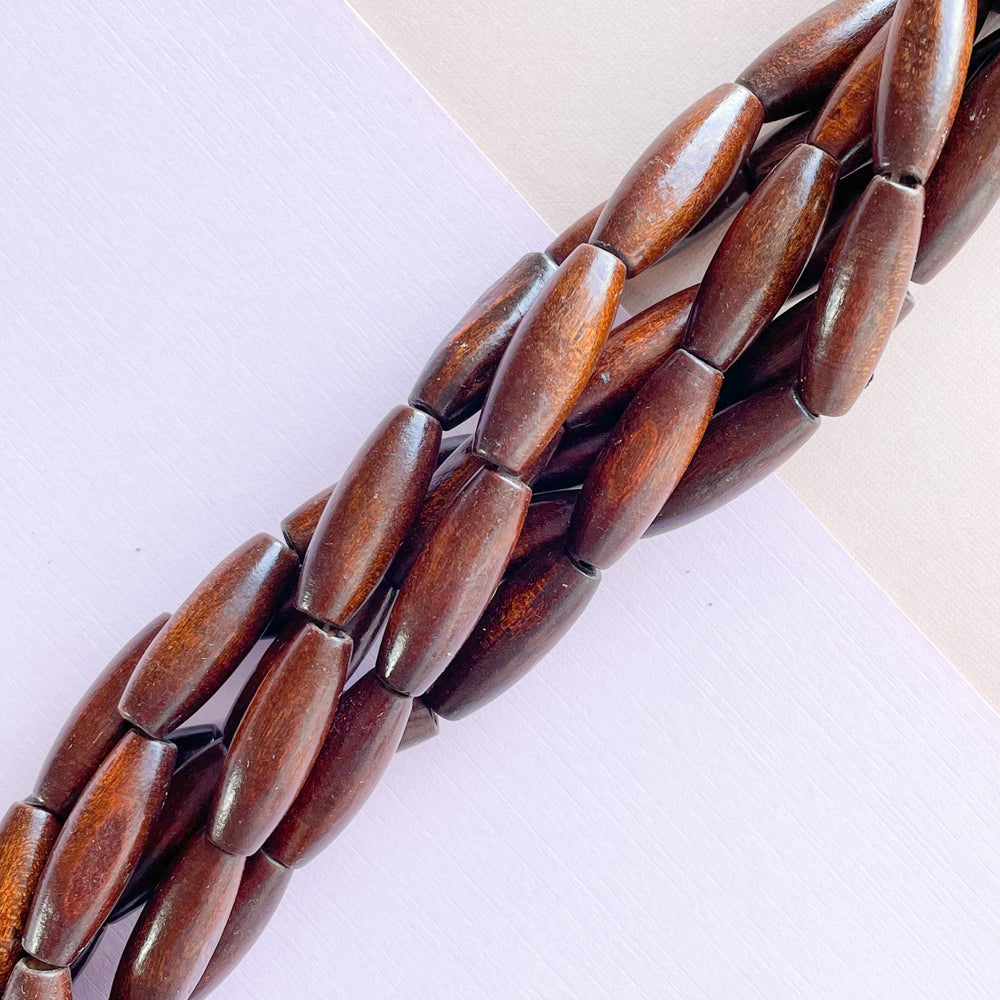 8mm Chocolate Wood Barrel Strand