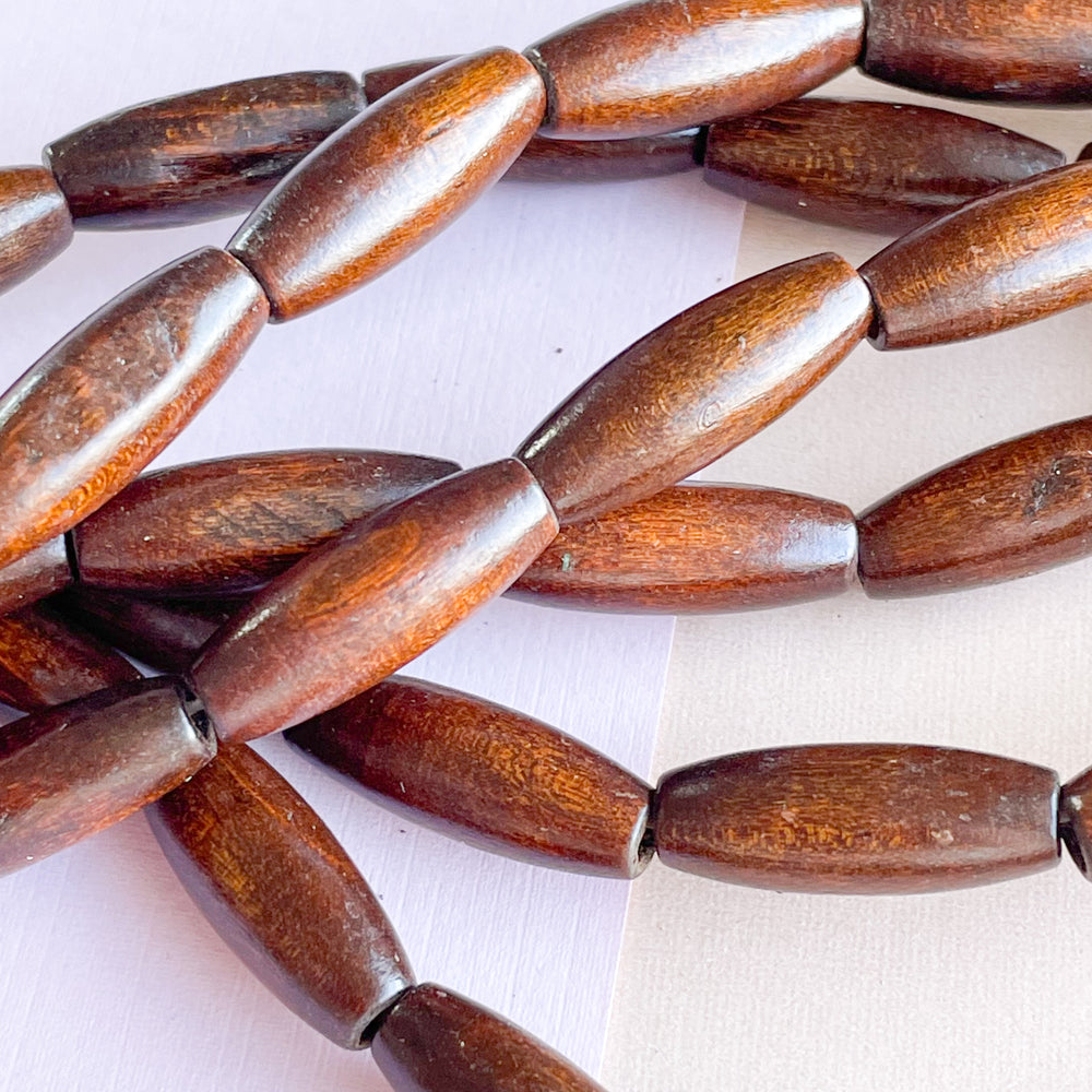 8mm Chocolate Wood Barrel Strand