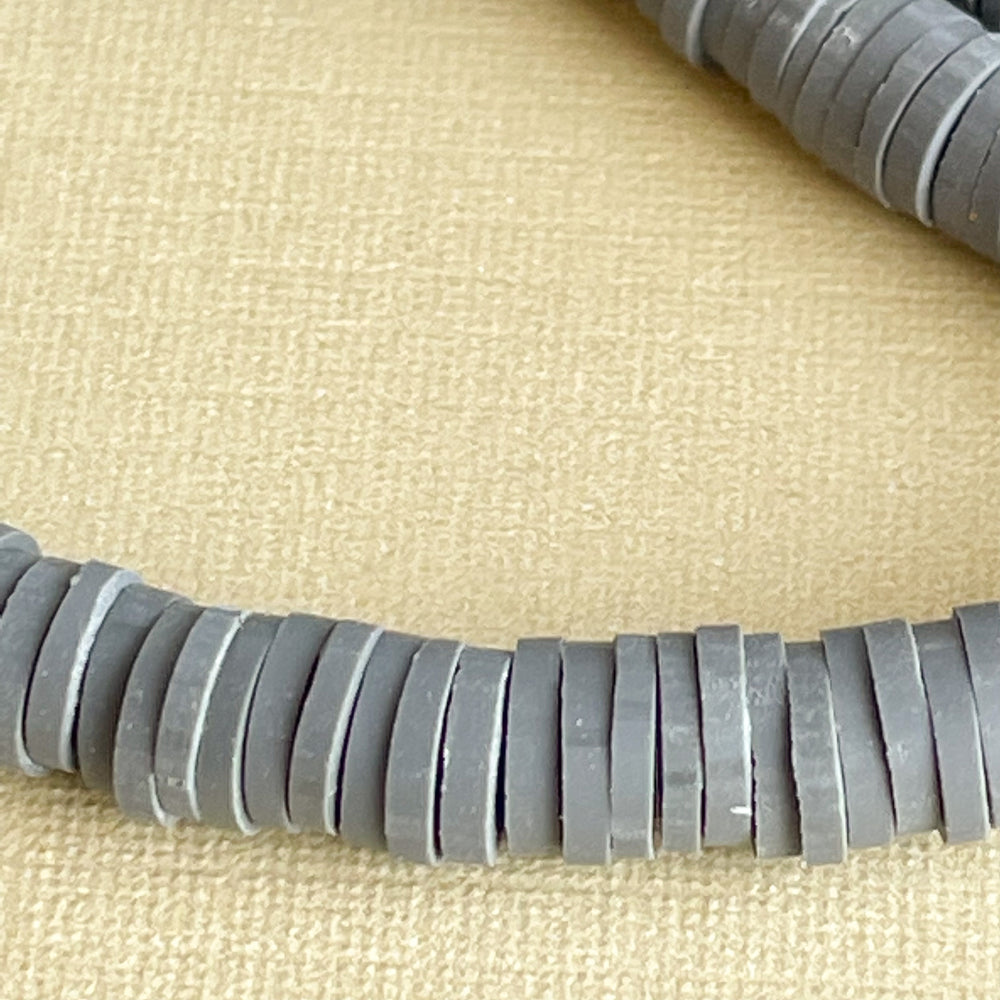 6mm Asphalt Polymer Clay Heishi Strand