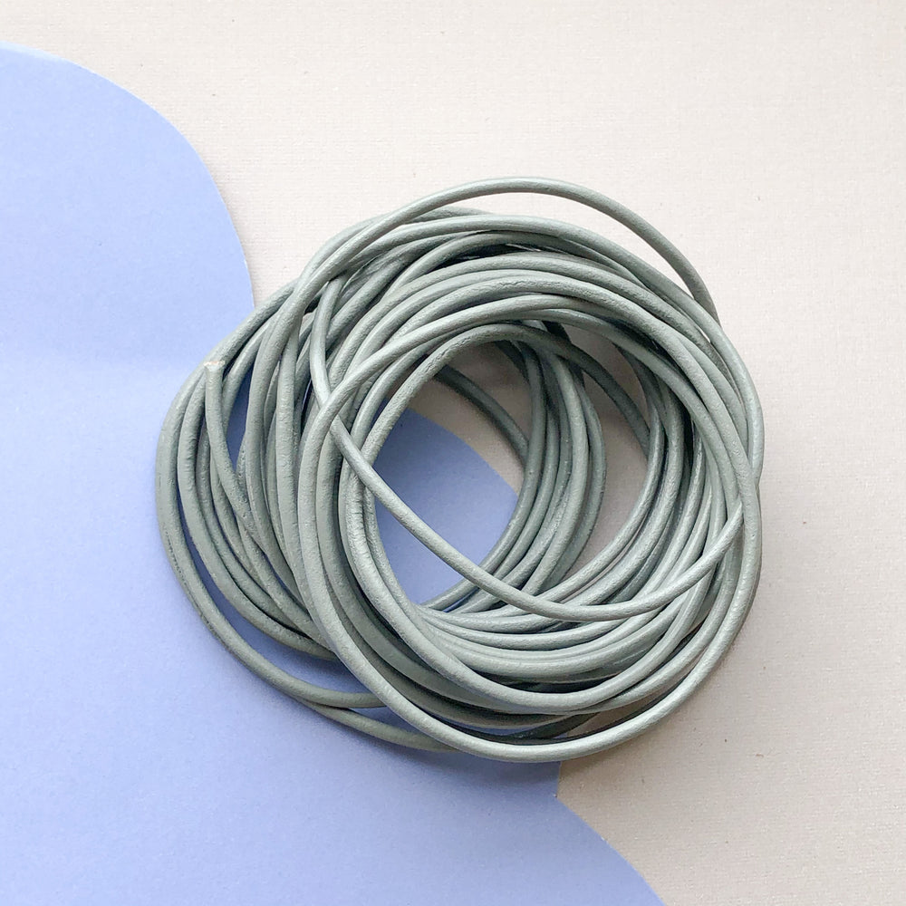 2mm Gray Round Leather Cord - 15'