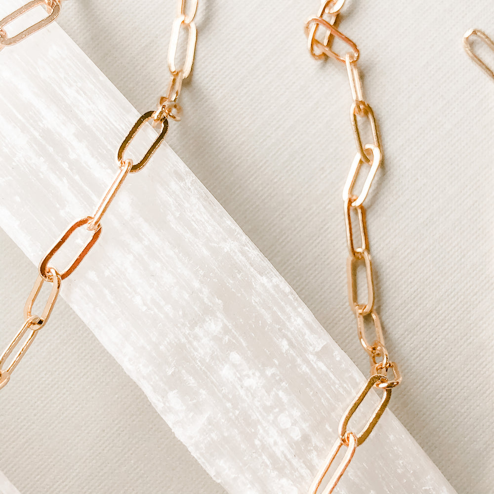 8mm Shiny Gold Flat Paperclip Chain