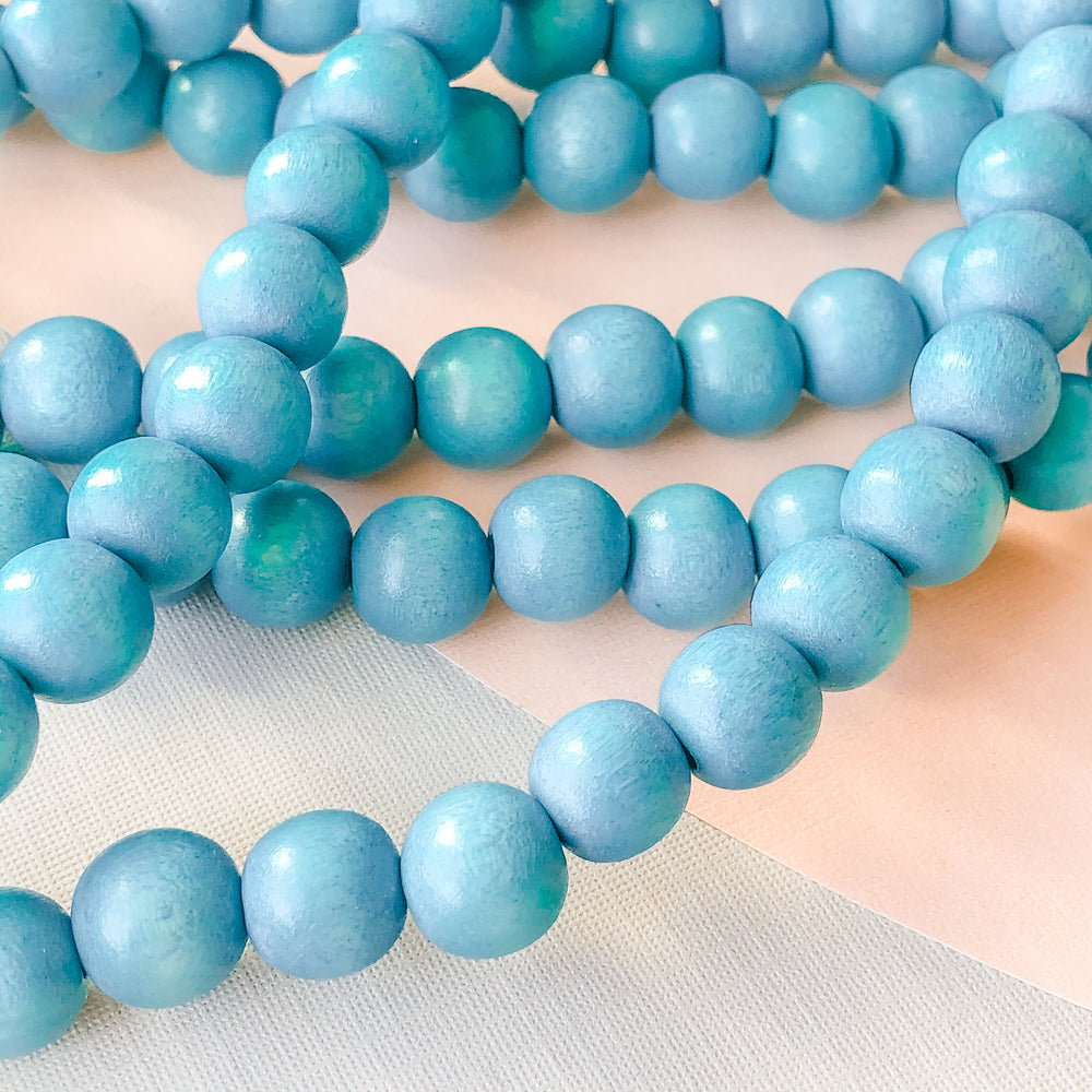 10mm Sky Blue Wood Round Strand