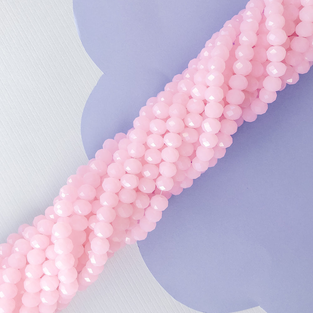 8mm Pink Lemonade Faceted Chinese Crystal Rondelle Strand