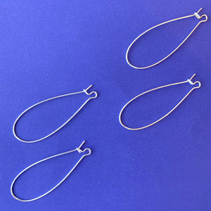 48mm Silver Kidney Ear Wire - 4 pack