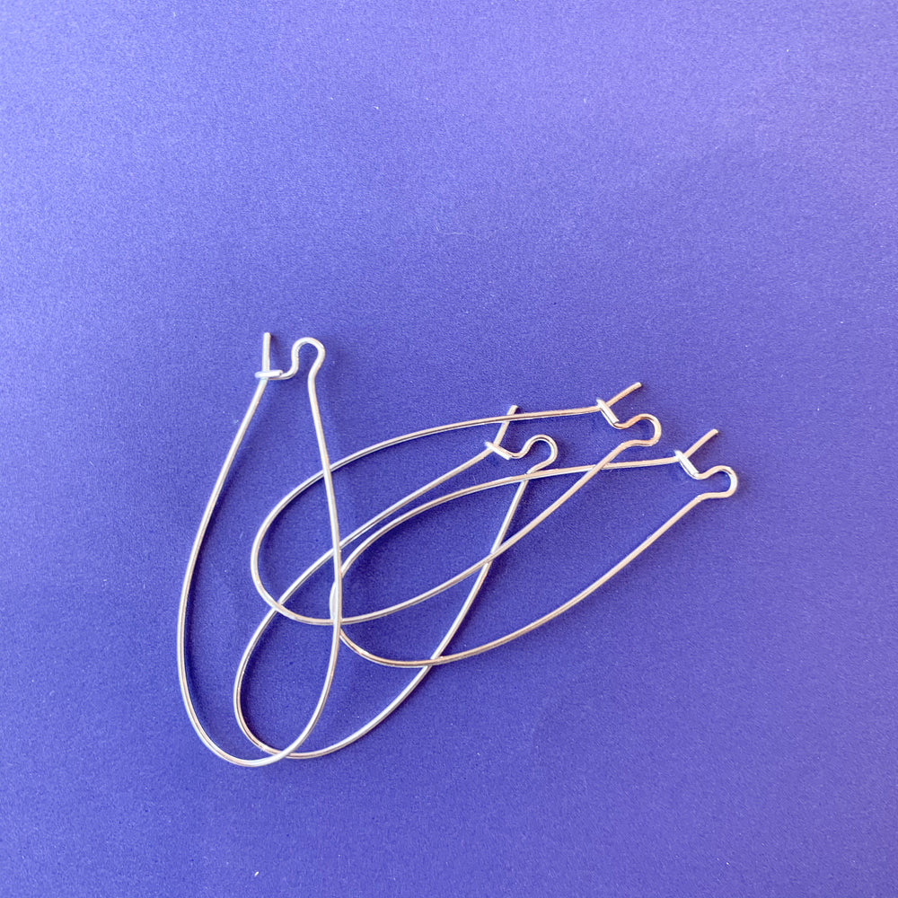 48mm Silver Kidney Ear Wire - 4 pack