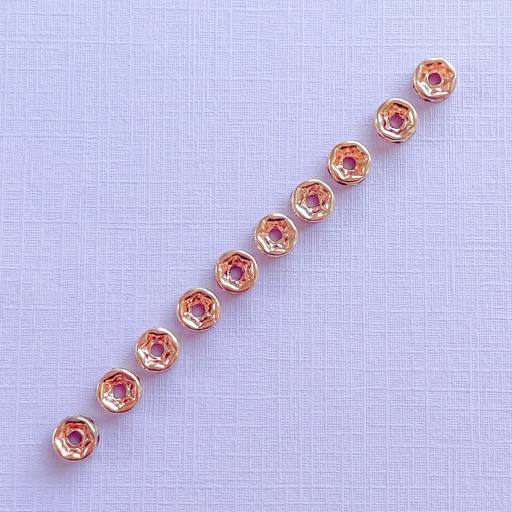 6mm Czech Crystal Rose Gold Rondelle - 10 Pack