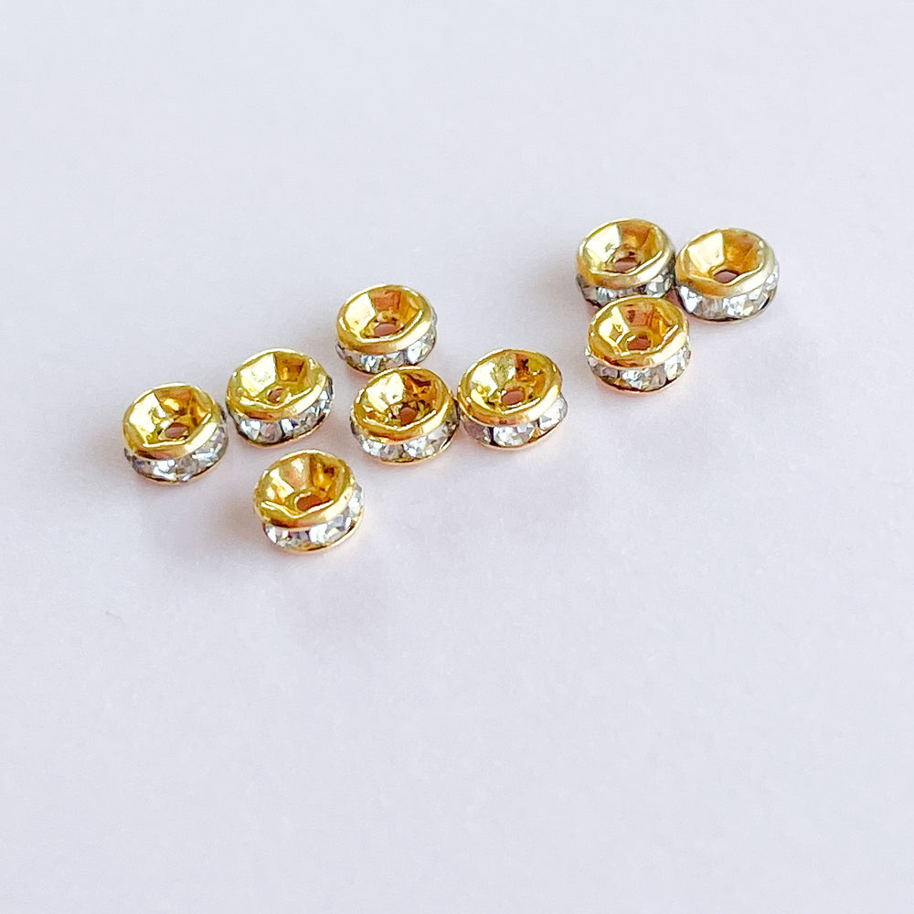 4mm Czech Crystal Gold Rondelle - 10 Pack