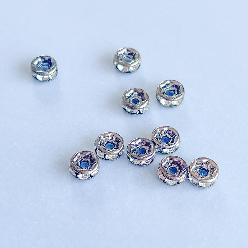 4mm Czech Crystal Gunmetal Rondelle - 10 Pack