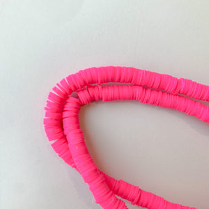 6mm Electric Pink Polymer Clay Heishi Strand