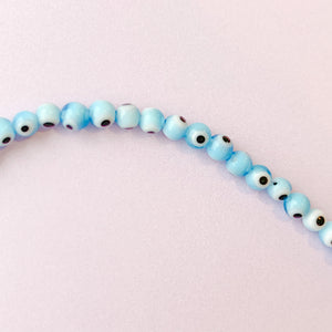 4mm Light Blue Evil Eye Rounds Strand