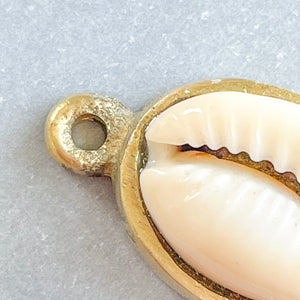 26mm Cowrie Shell Brass Bezel Charm - 2 Pack