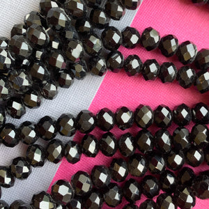 6mm Jet Black Chinese Crystal Rondelle Strand - Beads, Inc.