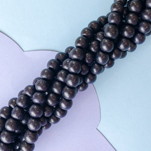 8mm Midnight Wood Rounds Strand - Christine White Style