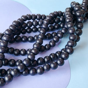 8mm Midnight Wood Rounds Strand - Christine White Style