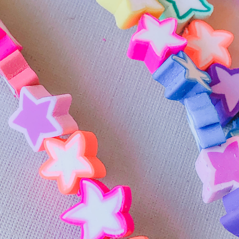 10mm Multicolor Star Polymer Clay Strand