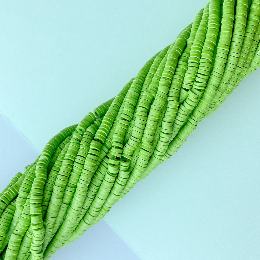 4mm Basil Polymer Clay Heishi Strand