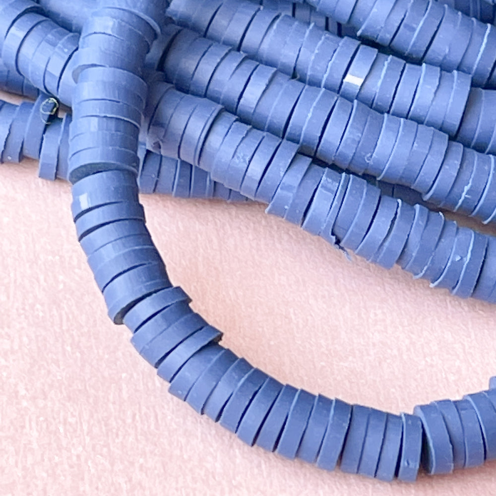 4mm Navy Blue Polymer Clay Heshi Strand