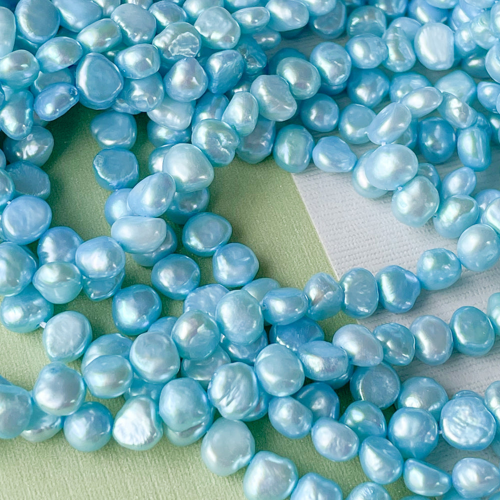 6mm Sky Blue Freshwater Potato Pearl Strand