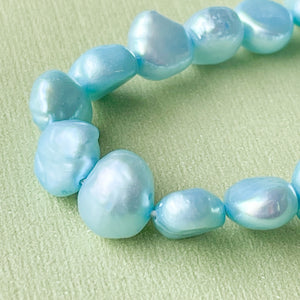 6mm Sky Blue Freshwater Potato Pearl Strand