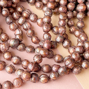 8mm Faceted Chocolate Freshwater Pearl Strand