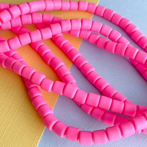 6mm Flamingo Polymer Clay Barrel Strand