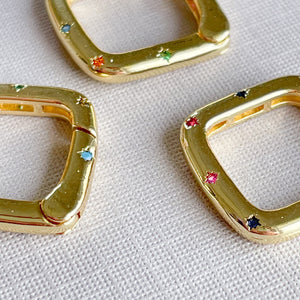 18mm Multicolor Pave Gold Square Charm Enhancer