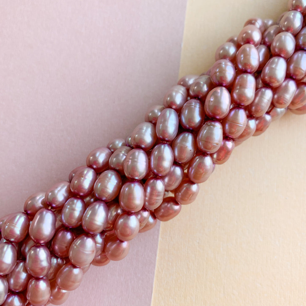 5mm Rose Freshwater Rice Pearl Strand