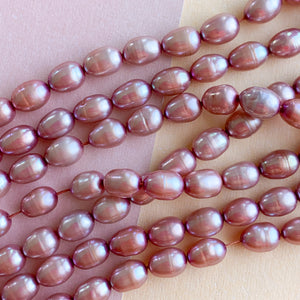 5mm Rose Freshwater Rice Pearl Strand