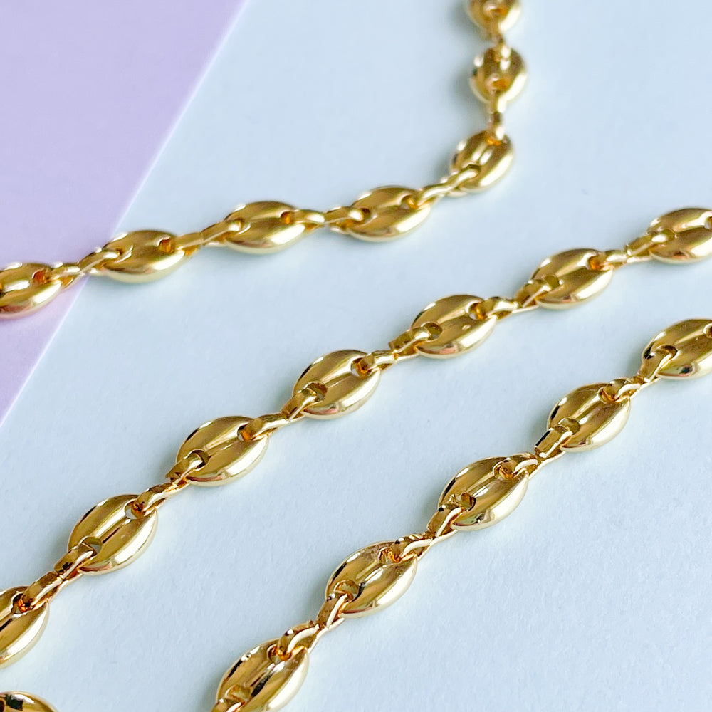 6mm Gold Plated Nautical Oval Link Chain