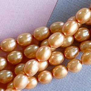 6mm Champagne Freshwater Rice Pearl Strand