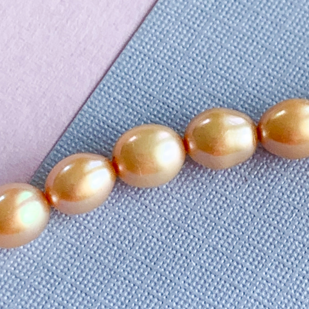 6mm Champagne Freshwater Rice Pearl Strand