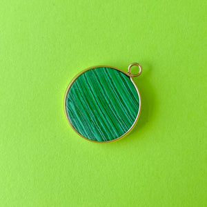 22mm Composite Malachite Coin Gold Bezel Pendant