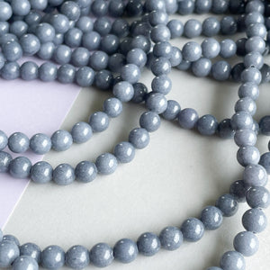 6mm Slate Blue Dyed Jade Round Strand