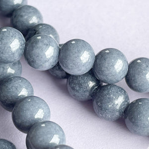 6mm Slate Blue Dyed Jade Round Strand