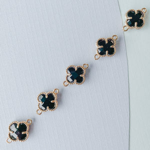 12mm Black Crystal Gold Quatrefoil Connector