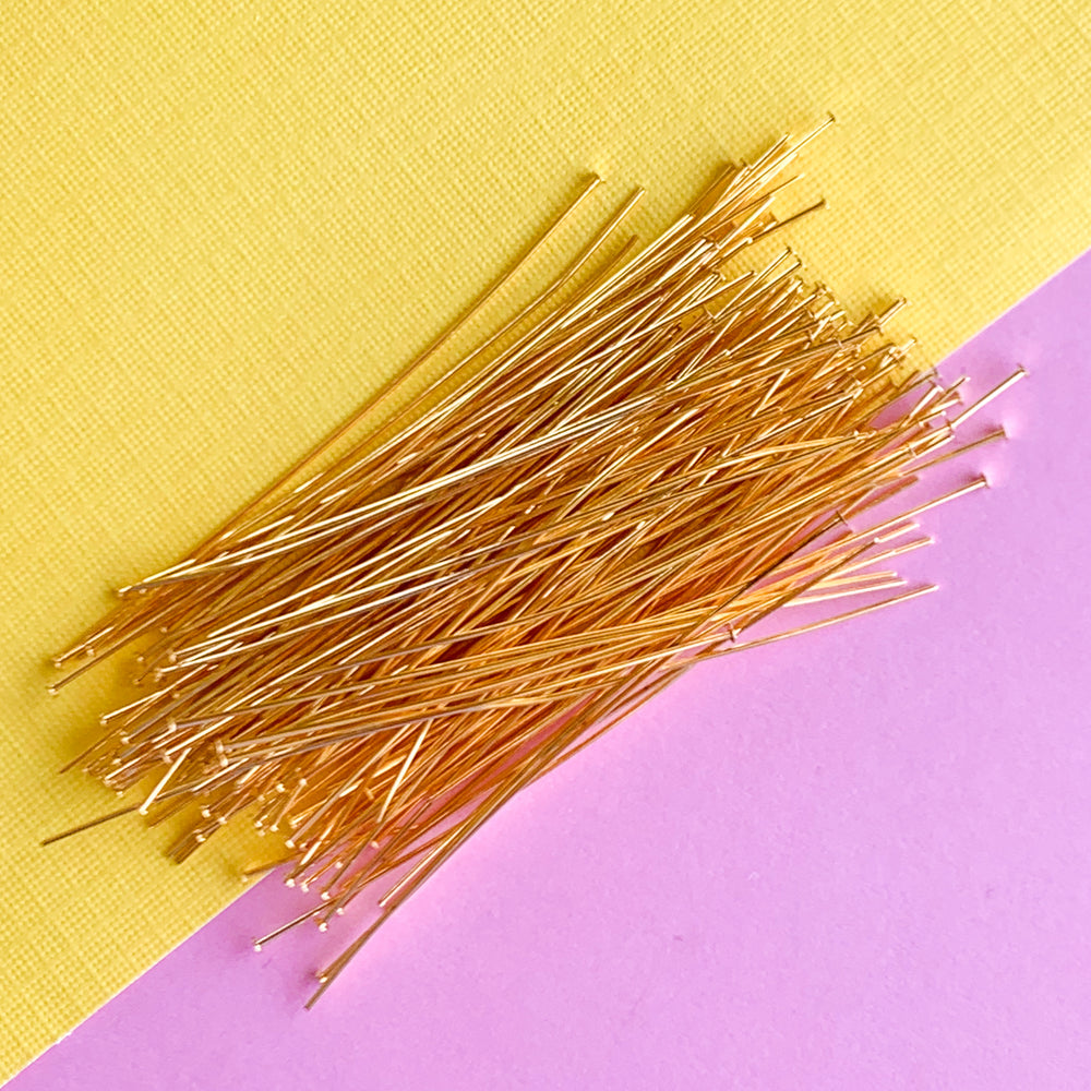 2" Electroplated Gold 24 Gauge Headpin - 144 Pack