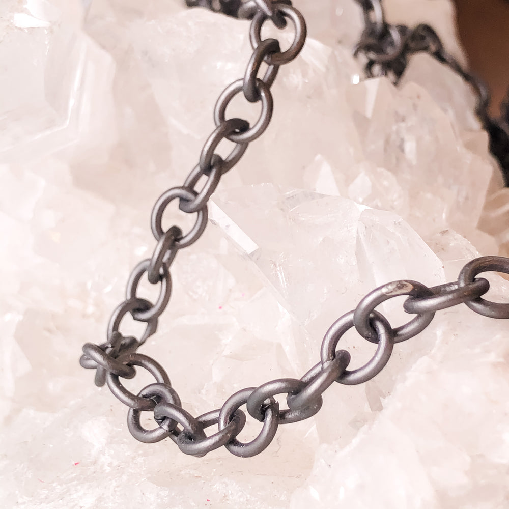 8mm Matte Gunmetal Cable Chain - Christine White Style