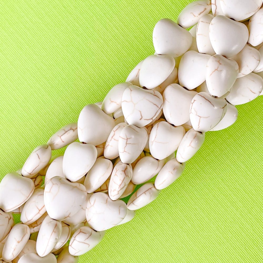 12mm White Magnesite Heart Strand