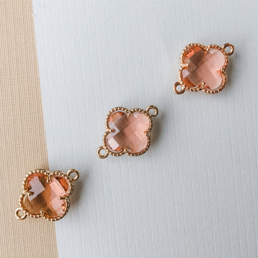 16mm Blush Crystal Gold Quatrefoil Connector